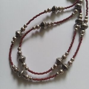 SOLD!! Sterling silver seed bead necklace